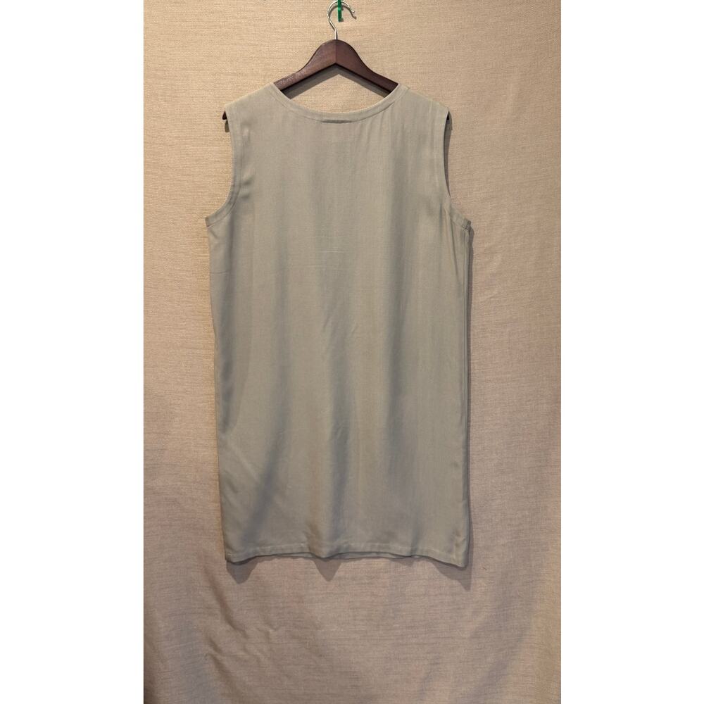 90s Minimalist | Eileen Fisher Woven 100% Silk Tank Column Dress | Size Large - Picture 2 of 4